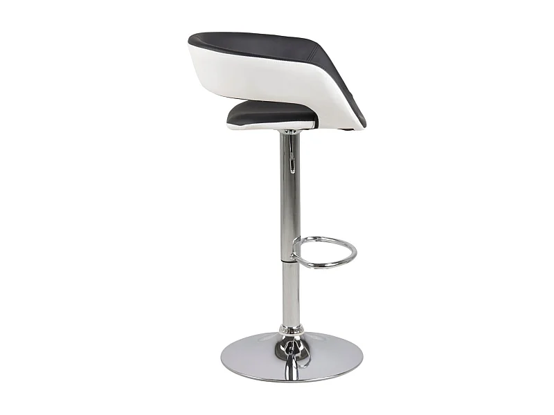 Gramma Tabouret de bar noir et blanc en similicuir, pied en chrome, hauteur réglable