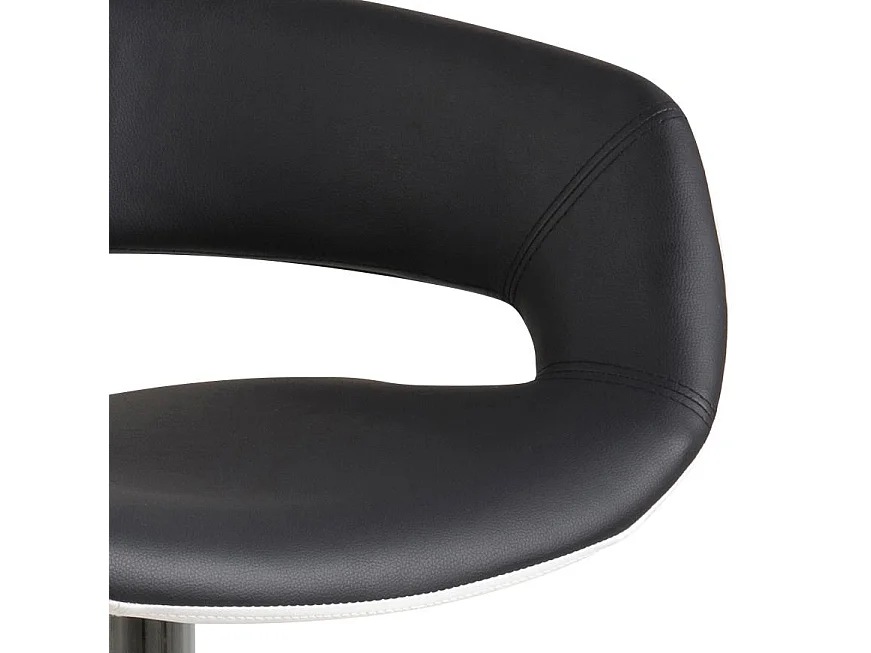 Gramma Barhocker schwarz und weiss Kunstleder, Fuss in Chrome mit Gasdruck.