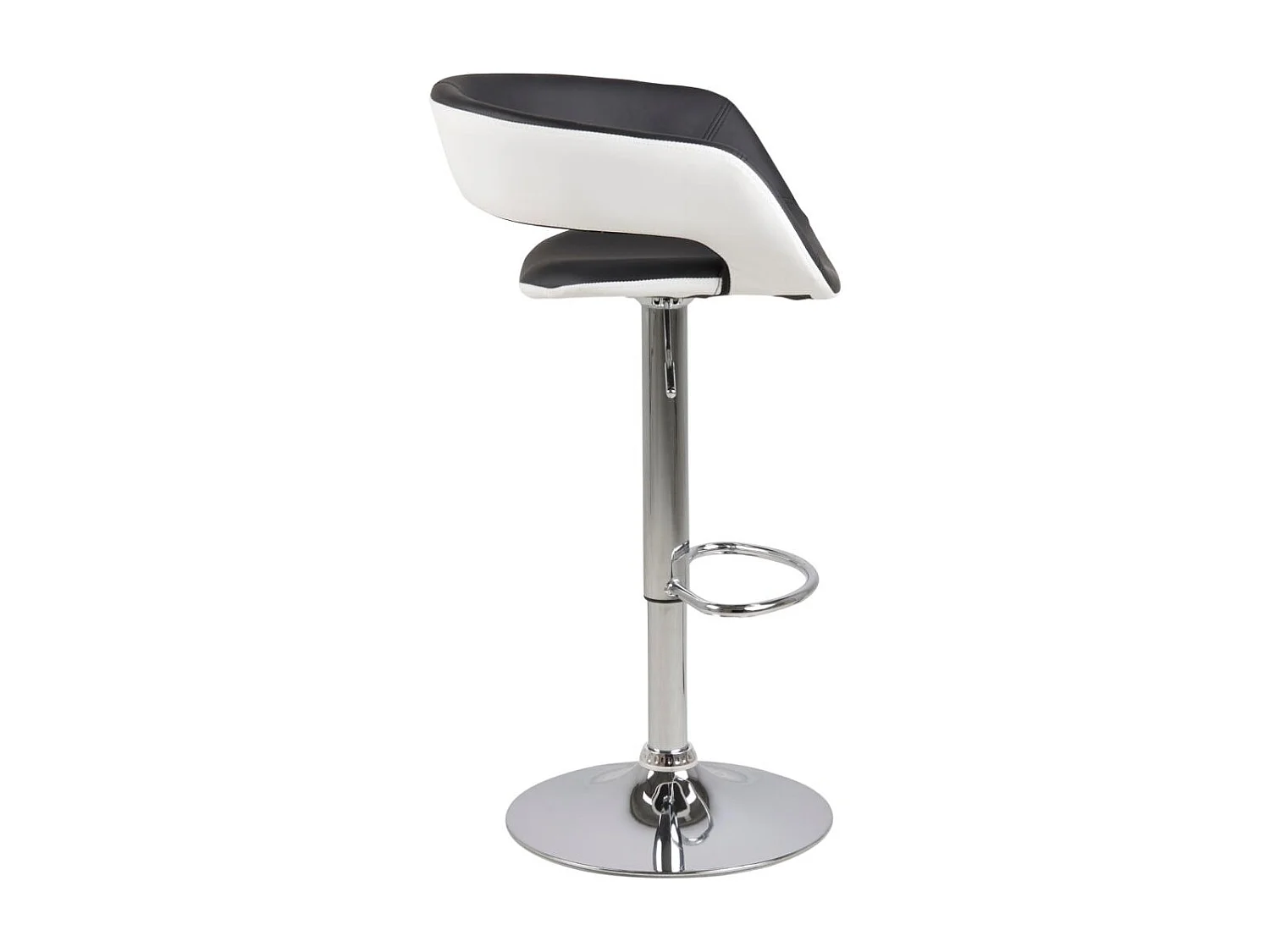 Gramma Tabouret de bar noir et blanc en similicuir, pied en chrome, hauteur réglable