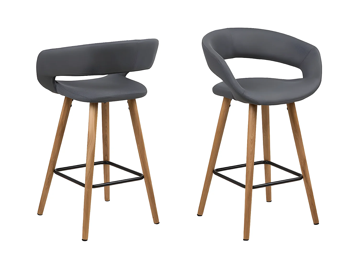 Gramma Tabouret de bar en gris foncé avec pieds en chêne.
