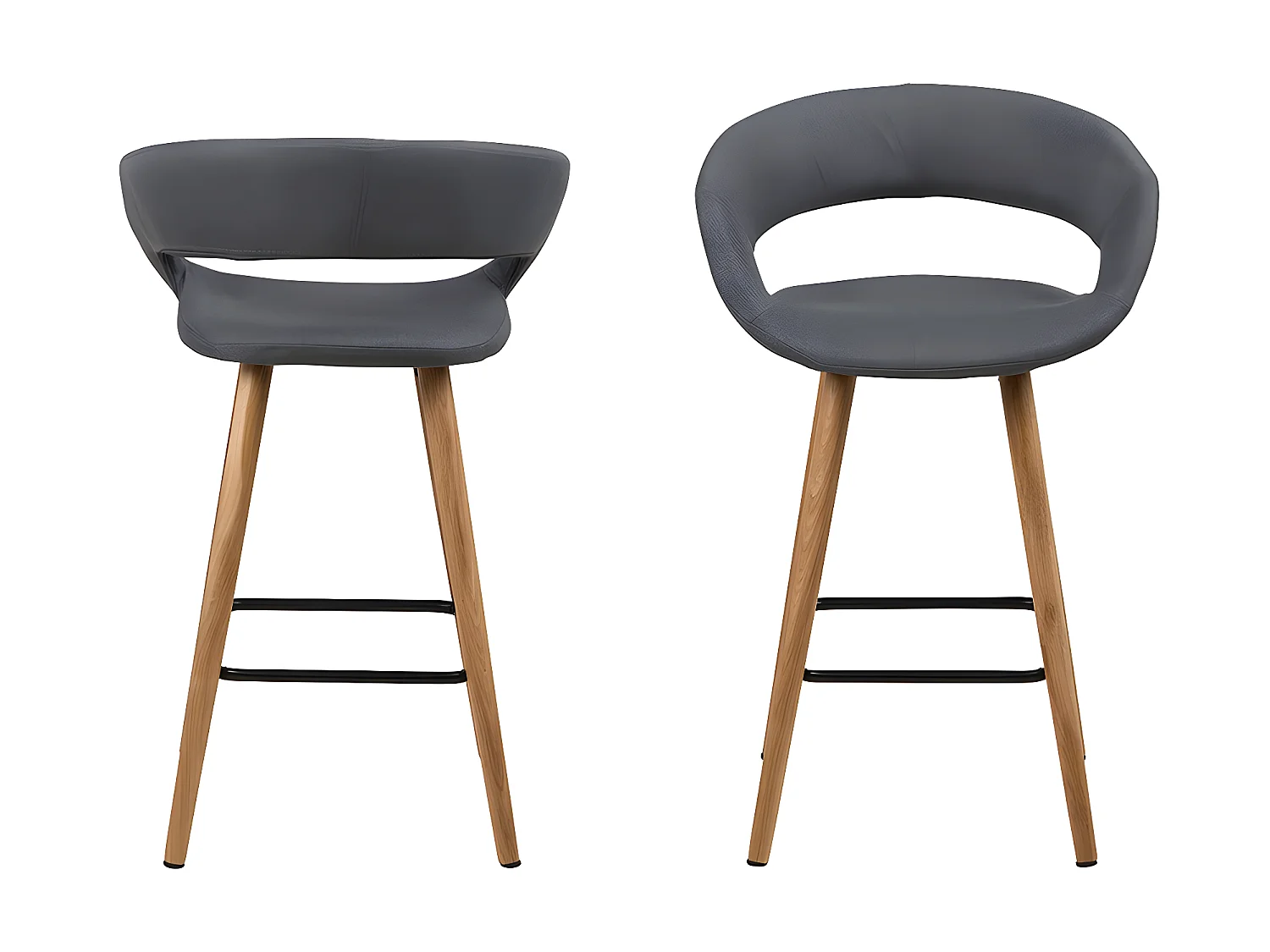 Gramma Tabouret de bar en gris foncé avec pieds en chêne.