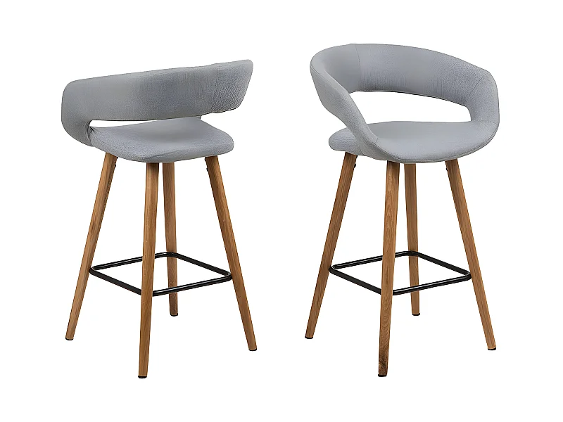 Gramma Tabouret de bar en gris clair avec pieds en chêne.