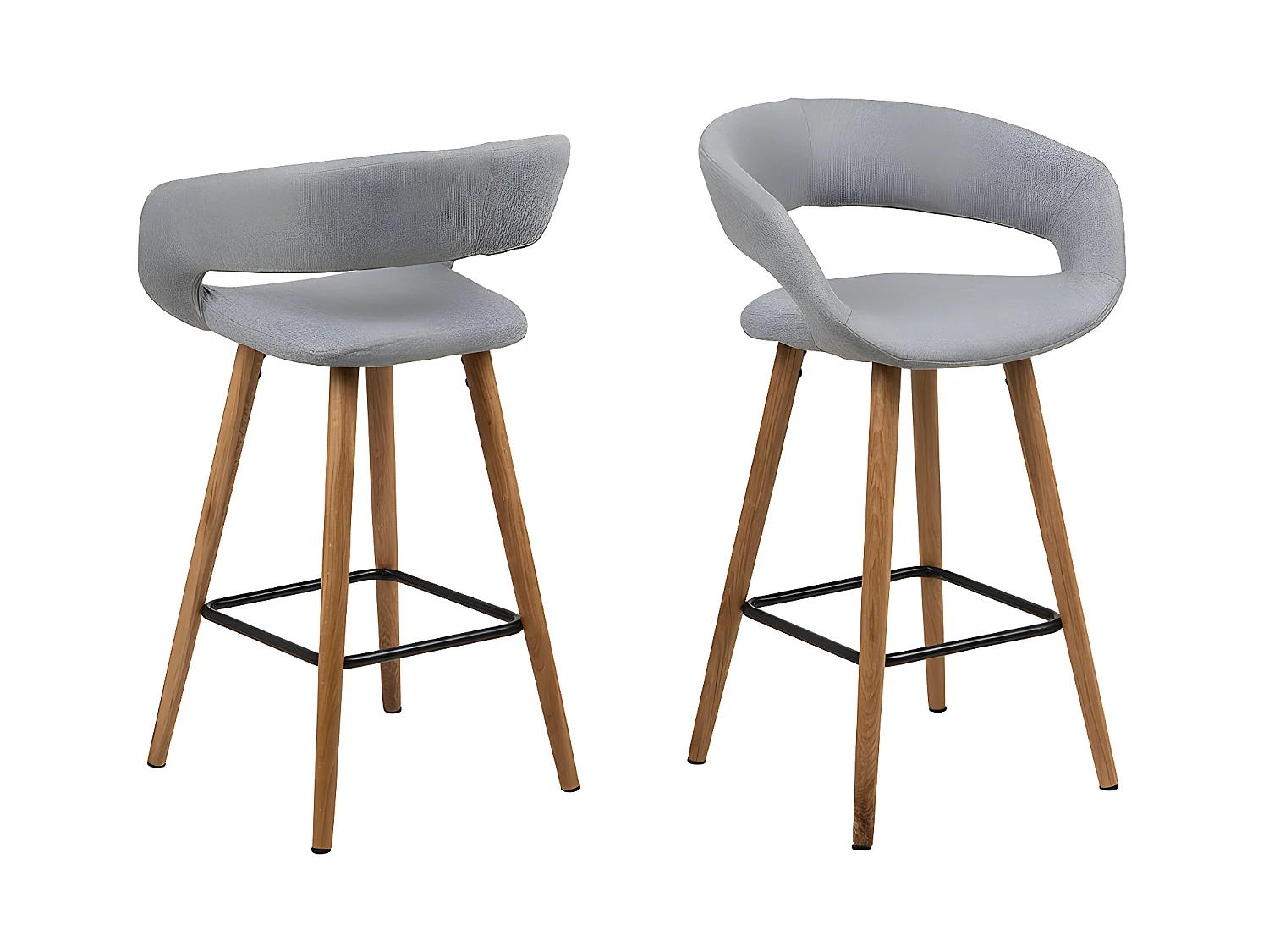 Gramma Tabouret de bar en gris clair avec pieds en chêne.