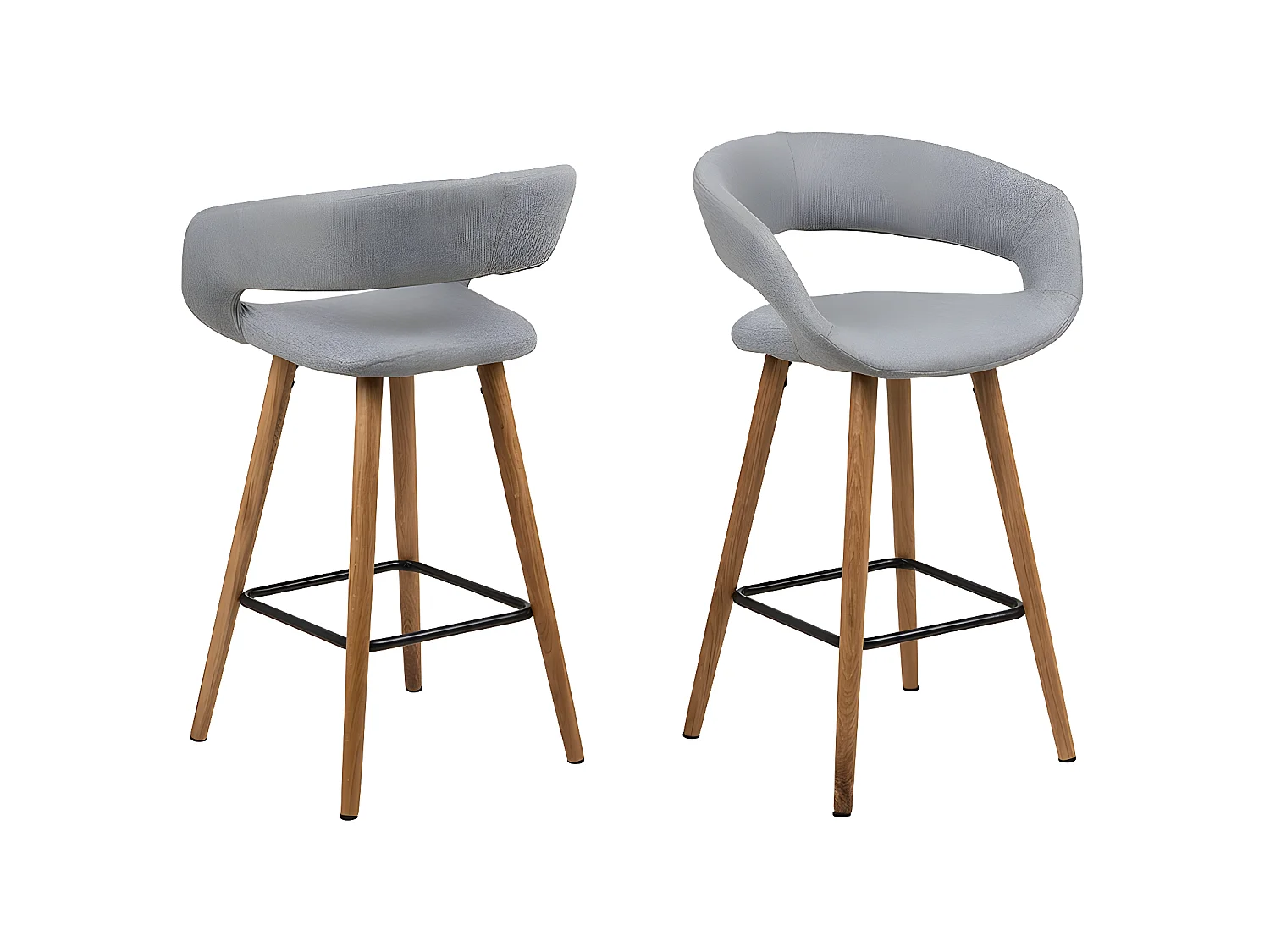 Gramma Tabouret de bar en gris clair avec pieds en chêne.