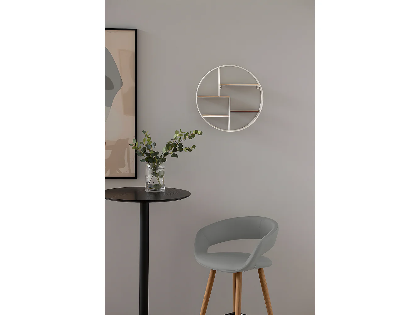 Sgabello da bar Gramma altezza 88 cm in grigio chiaro con struttura in rovere.