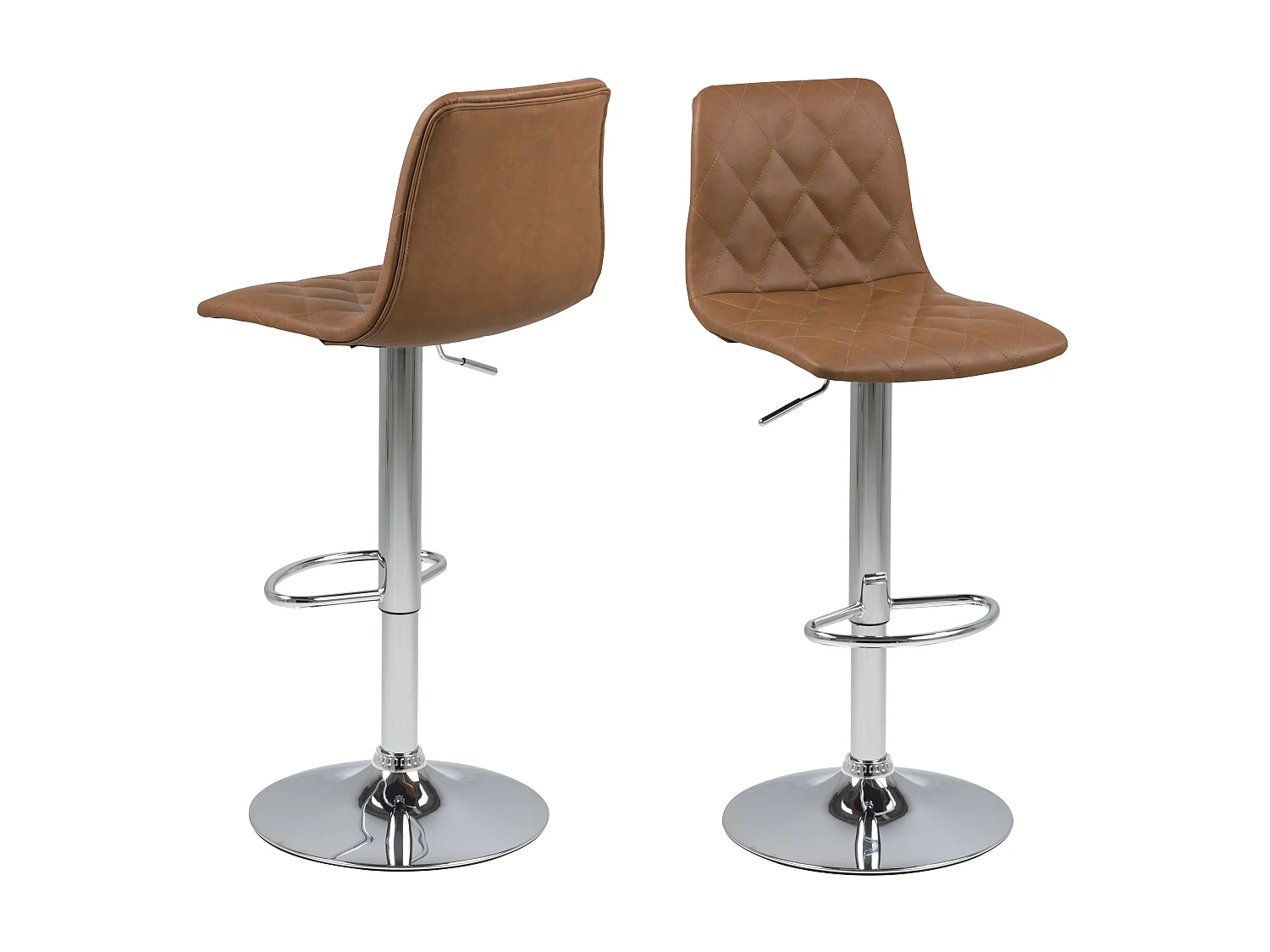 Emmy barstoel lichtbruin, chroom.