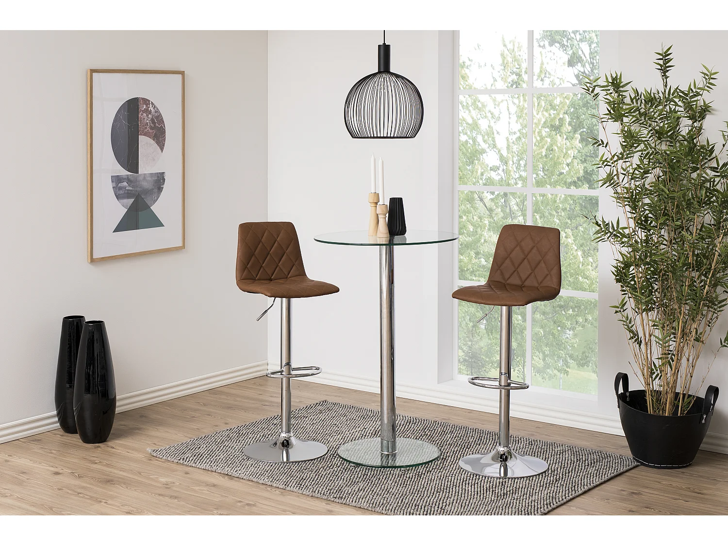 Emmy barstoel lichtbruin, chroom.