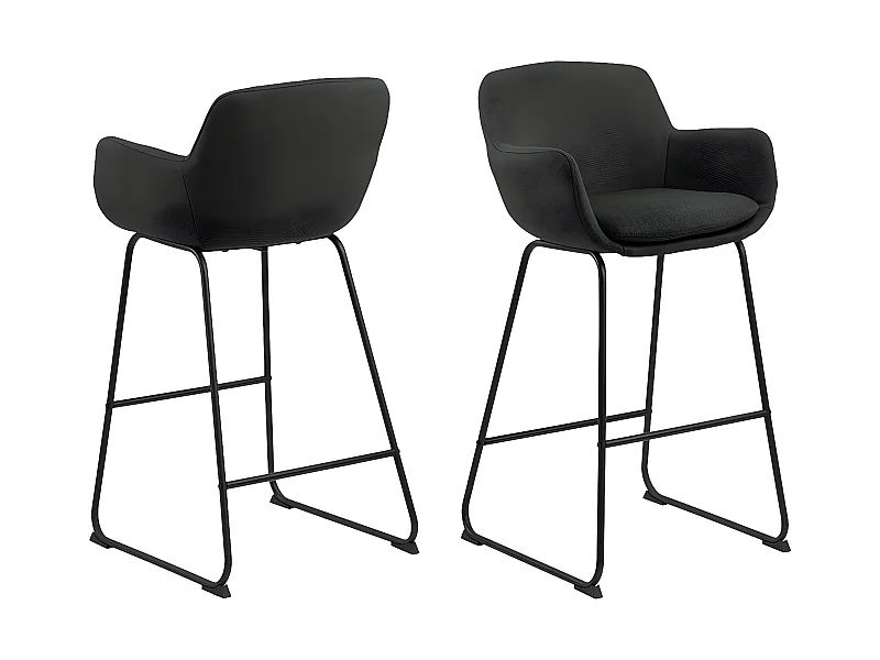 Lira Tabouret de bar en gris foncé, et pieds en noir poudré.