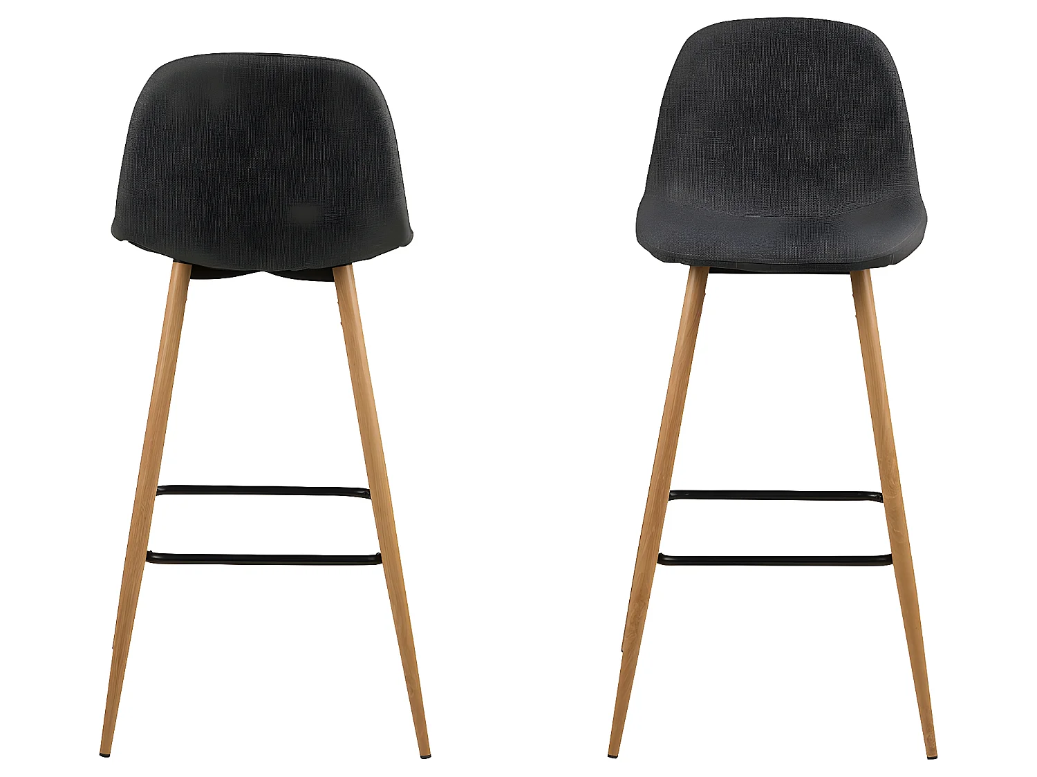 Willy barstoel in grijs met eiken onderstel en voetensteun in zwart.