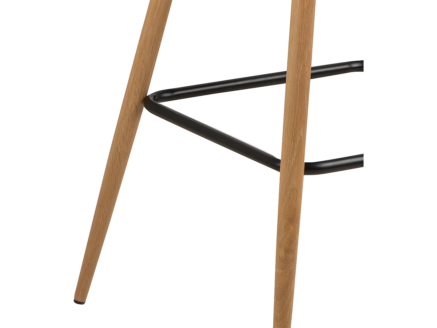 Willy barstoel in grijs met eiken onderstel en voetensteun in zwart.