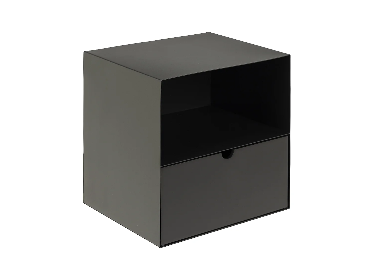Comodino Joliet sospeso con 1 ripiano e 1 cassetto nero.
