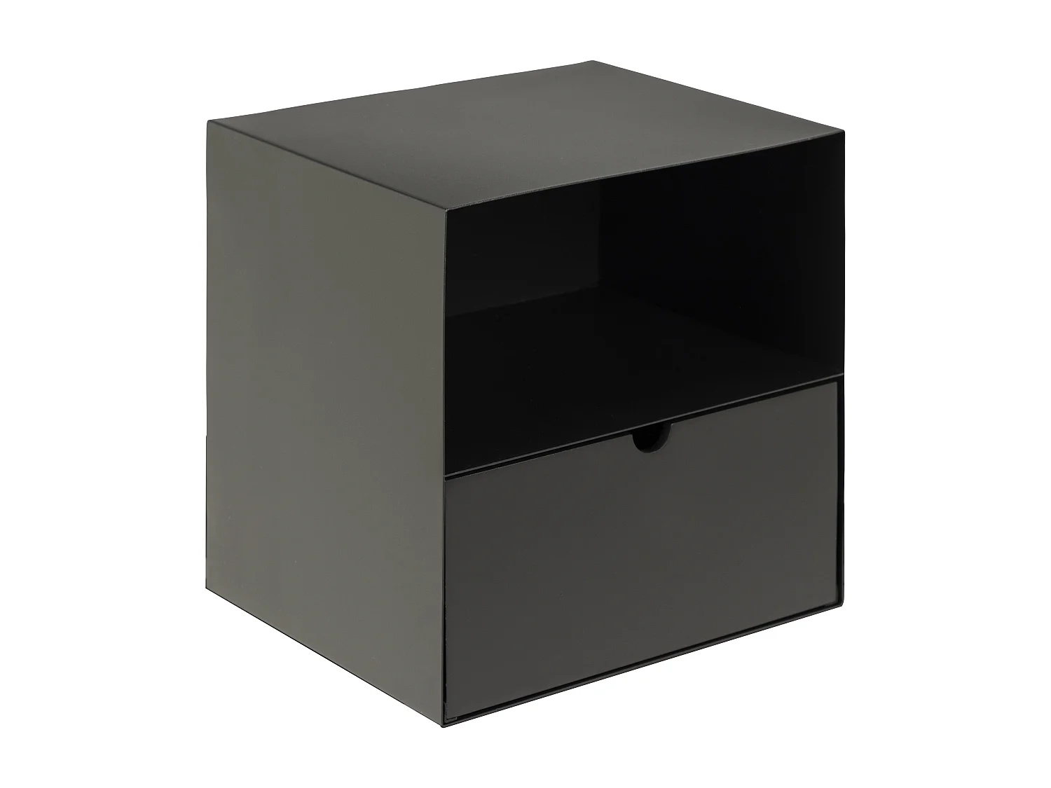 Joliet nachtkastje wandbevestiging met 1 plank en 1 lade zwart.