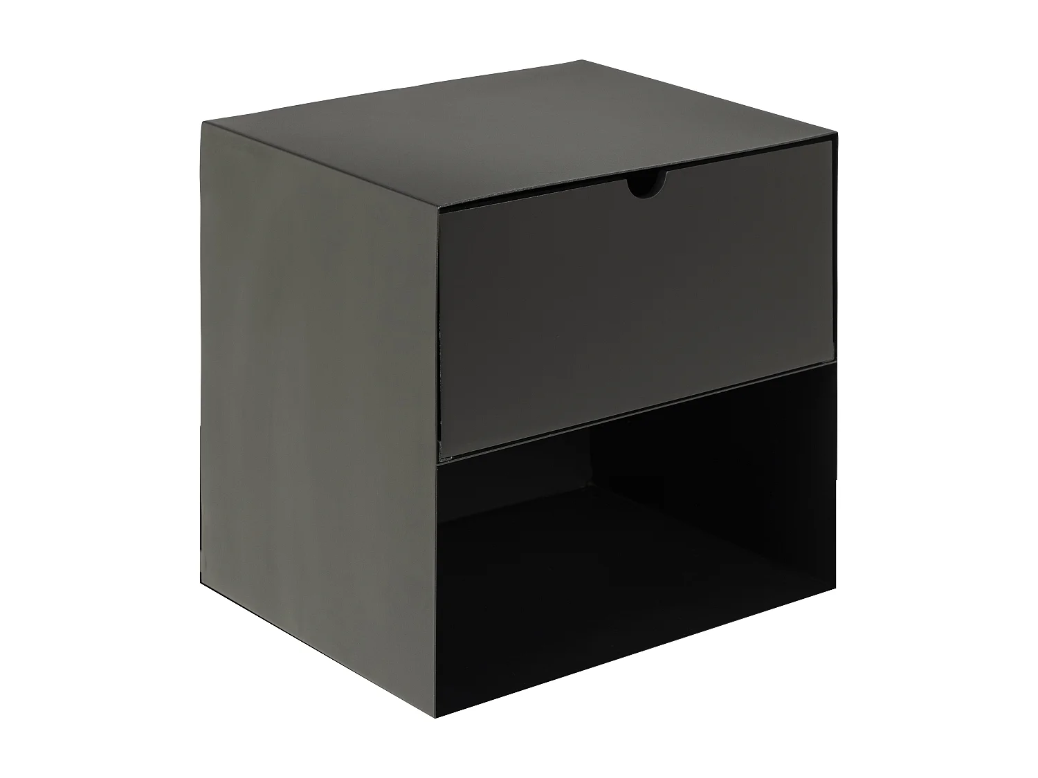 Joliet nachtkastje wandbevestiging met 1 plank en 1 lade zwart.