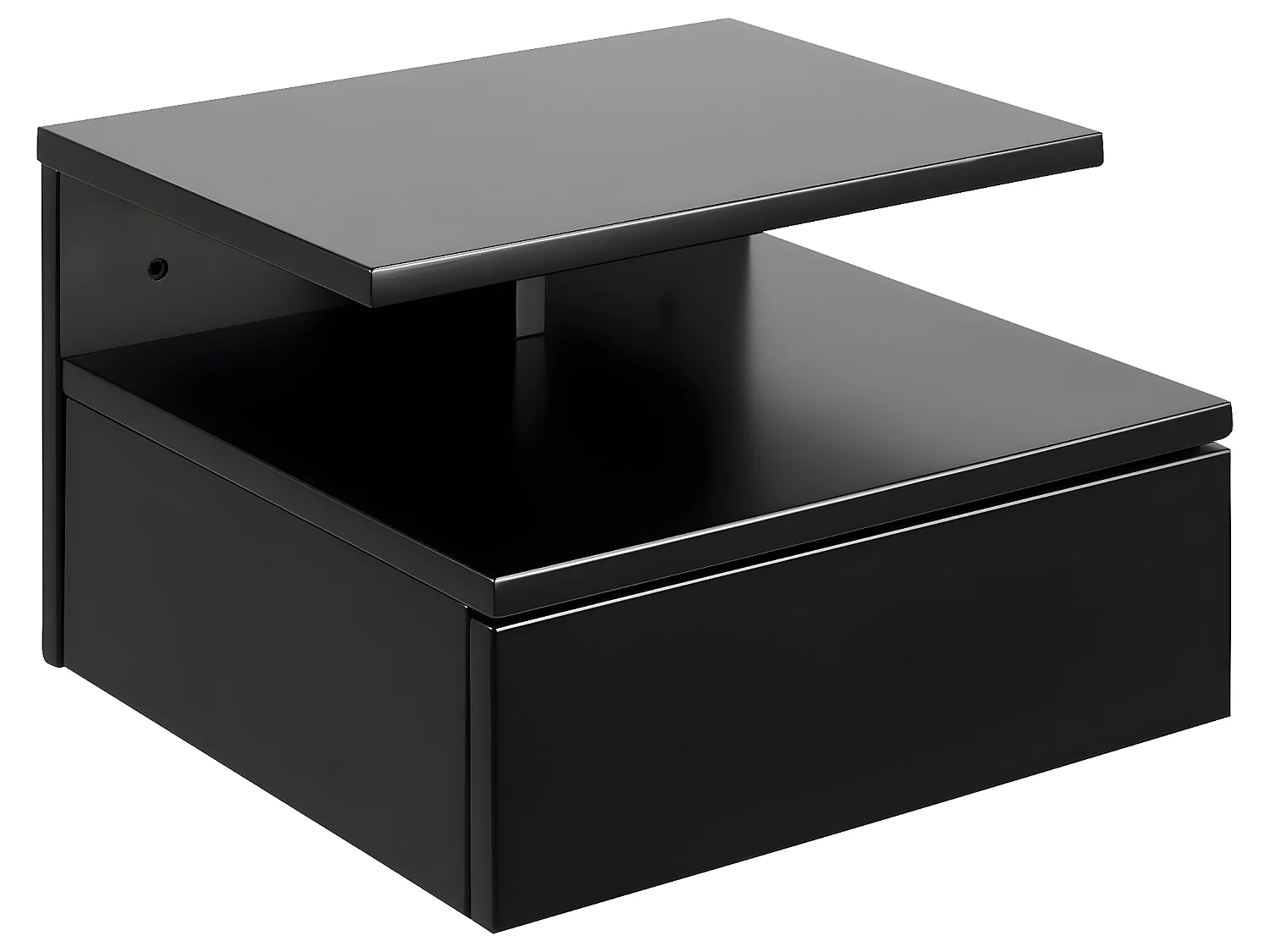 Ashlan Table de chevet murale avec 1 tablette de rangement, 1 tiroir, noir.