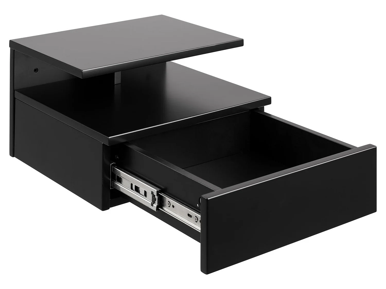 Ashlan Table de chevet murale avec 1 tablette de rangement, 1 tiroir, noir.