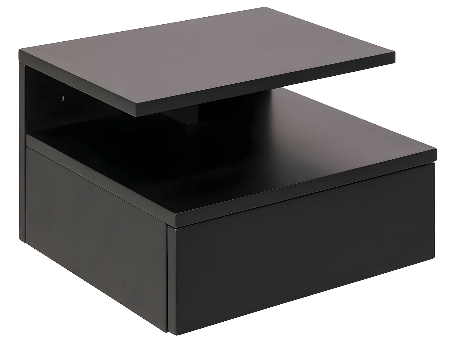 Ashlan Table de chevet murale avec 1 tablette de rangement, 1 tiroir, gris foncé.