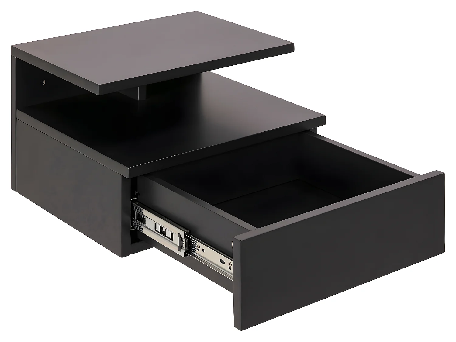 Ashlan Table de chevet murale avec 1 tablette de rangement, 1 tiroir, gris foncé.