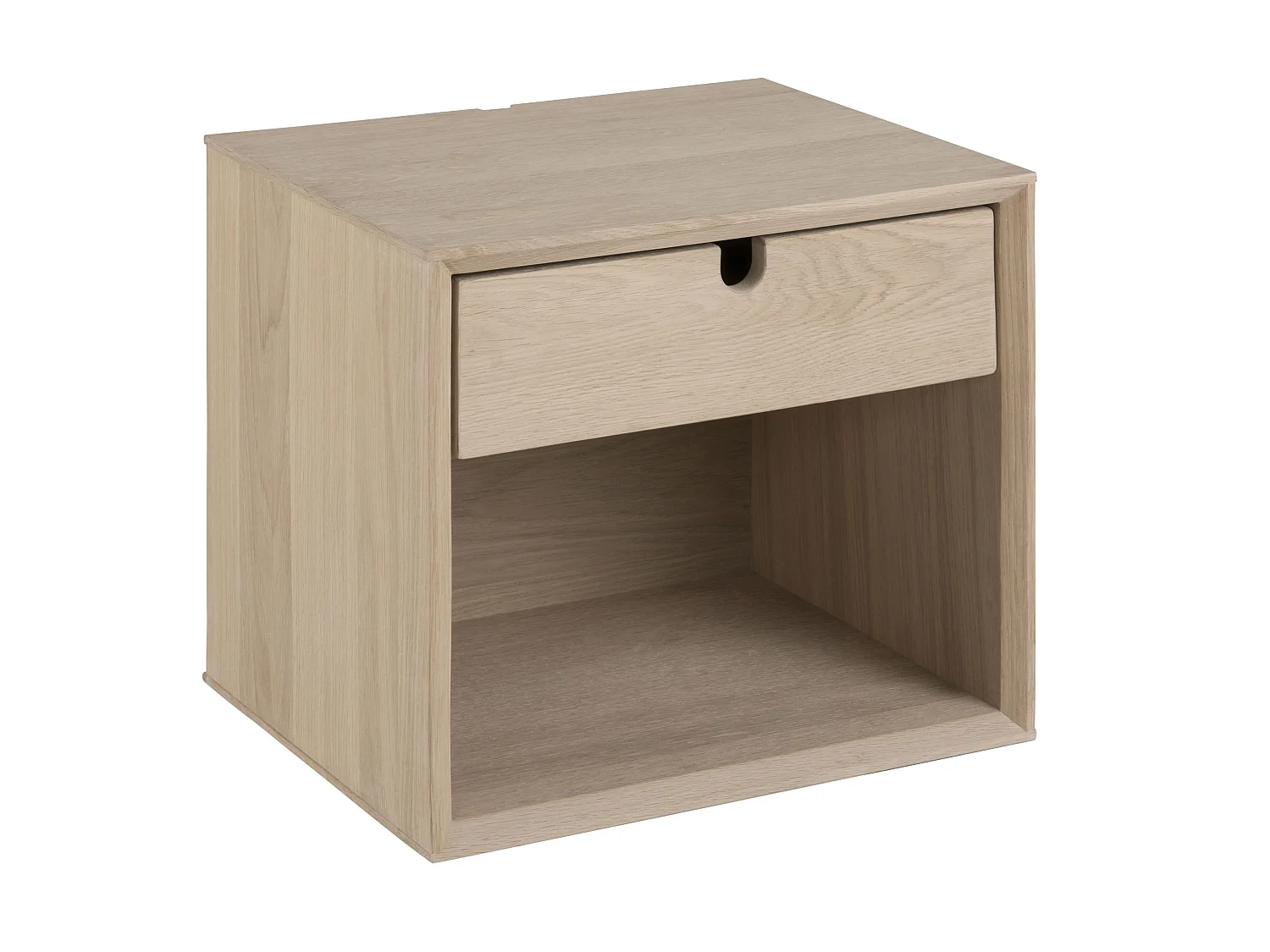 Cent nachtkastje in gefineerd eiken met 1 lade .