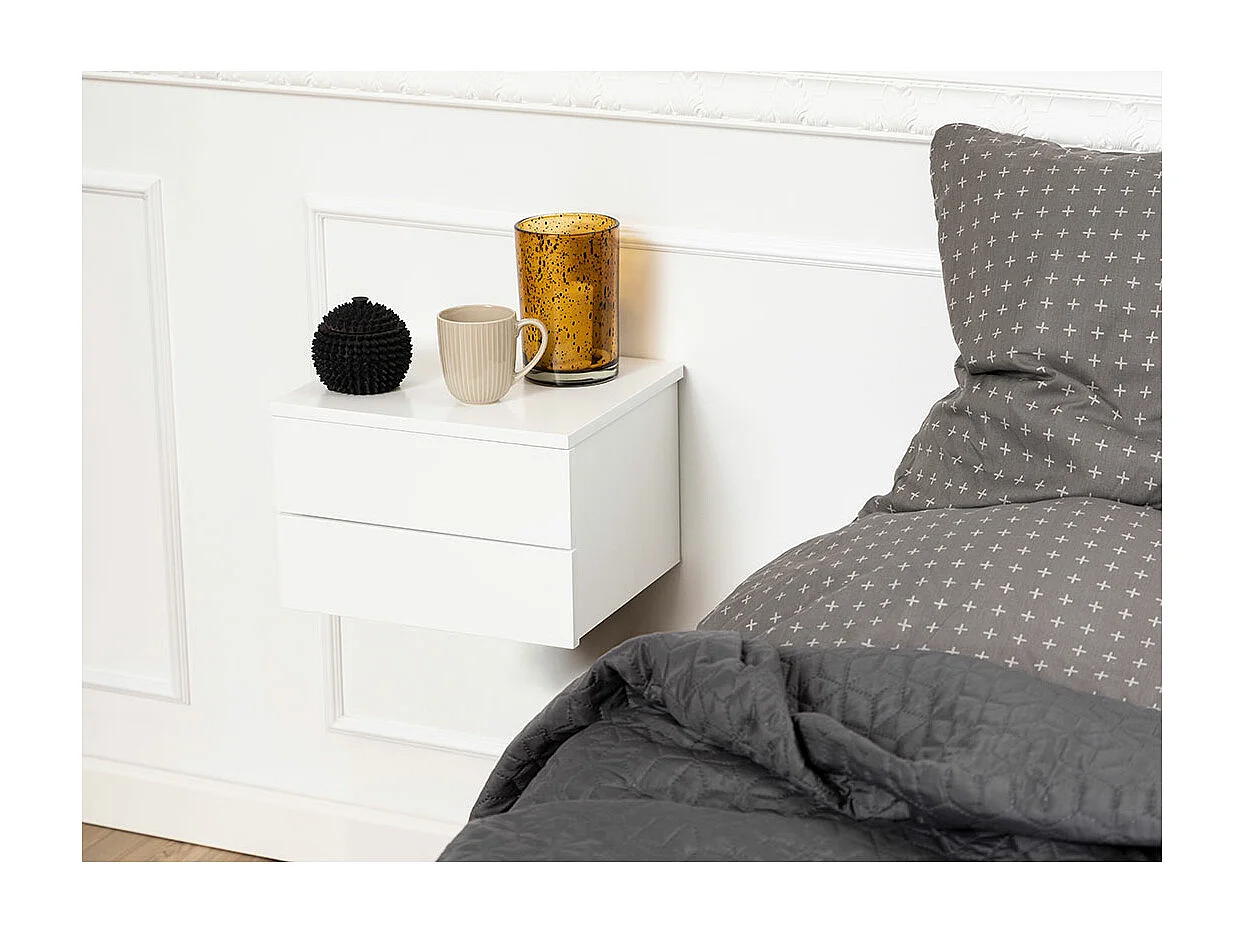 Avignon table de nuit 2 tiroirs blanches.