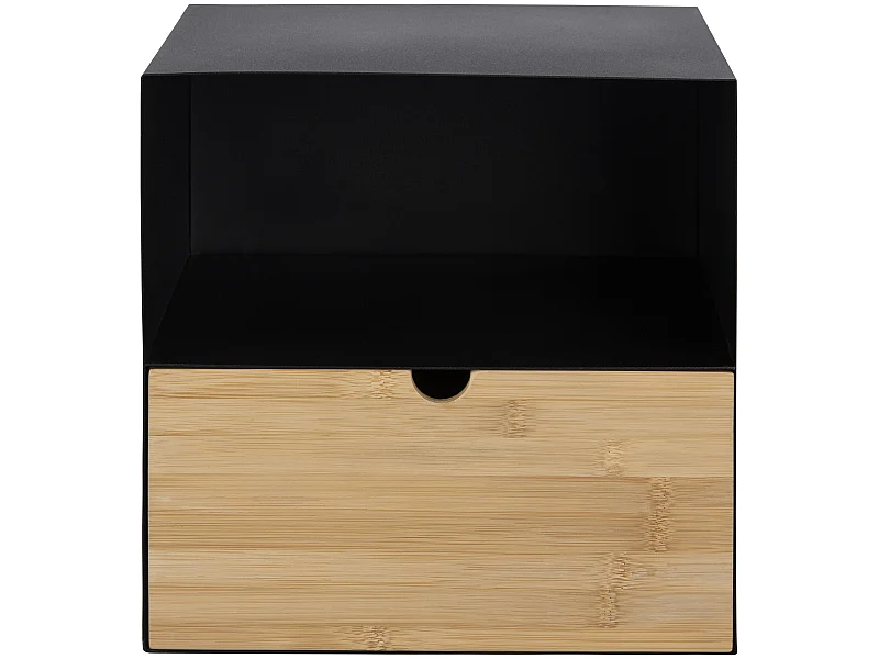 Joliet Nachttisch wandhängend mit 1 Ablage und 1 Schublade, schwarz.