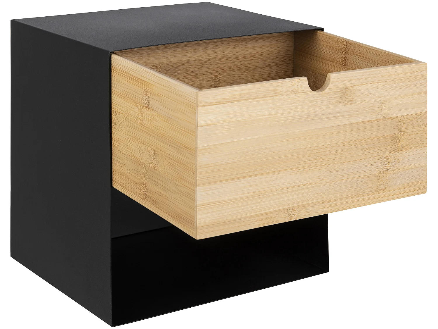 Joliet nachtkastje wandmontage met 1 plank en 1 lade, zwart.