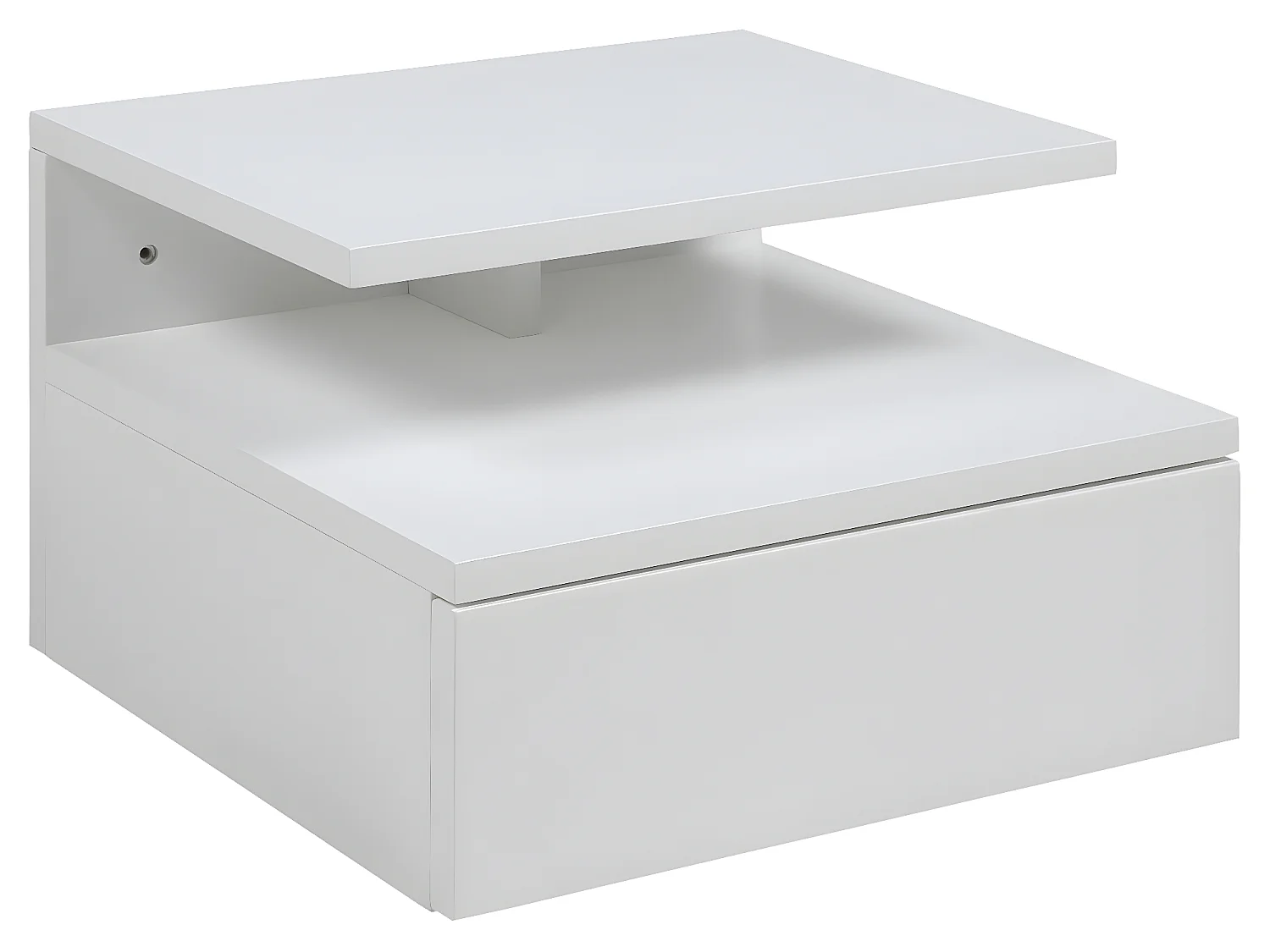 Ashlan Table de chevet murale avec 1 tablette de rangement, 1 tiroir, blanc.