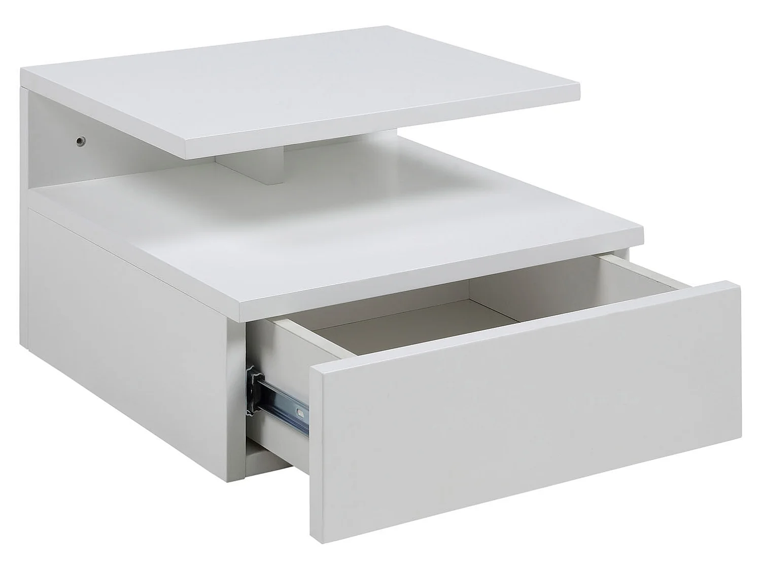 Ashlan Table de chevet murale avec 1 tablette de rangement, 1 tiroir, blanc.