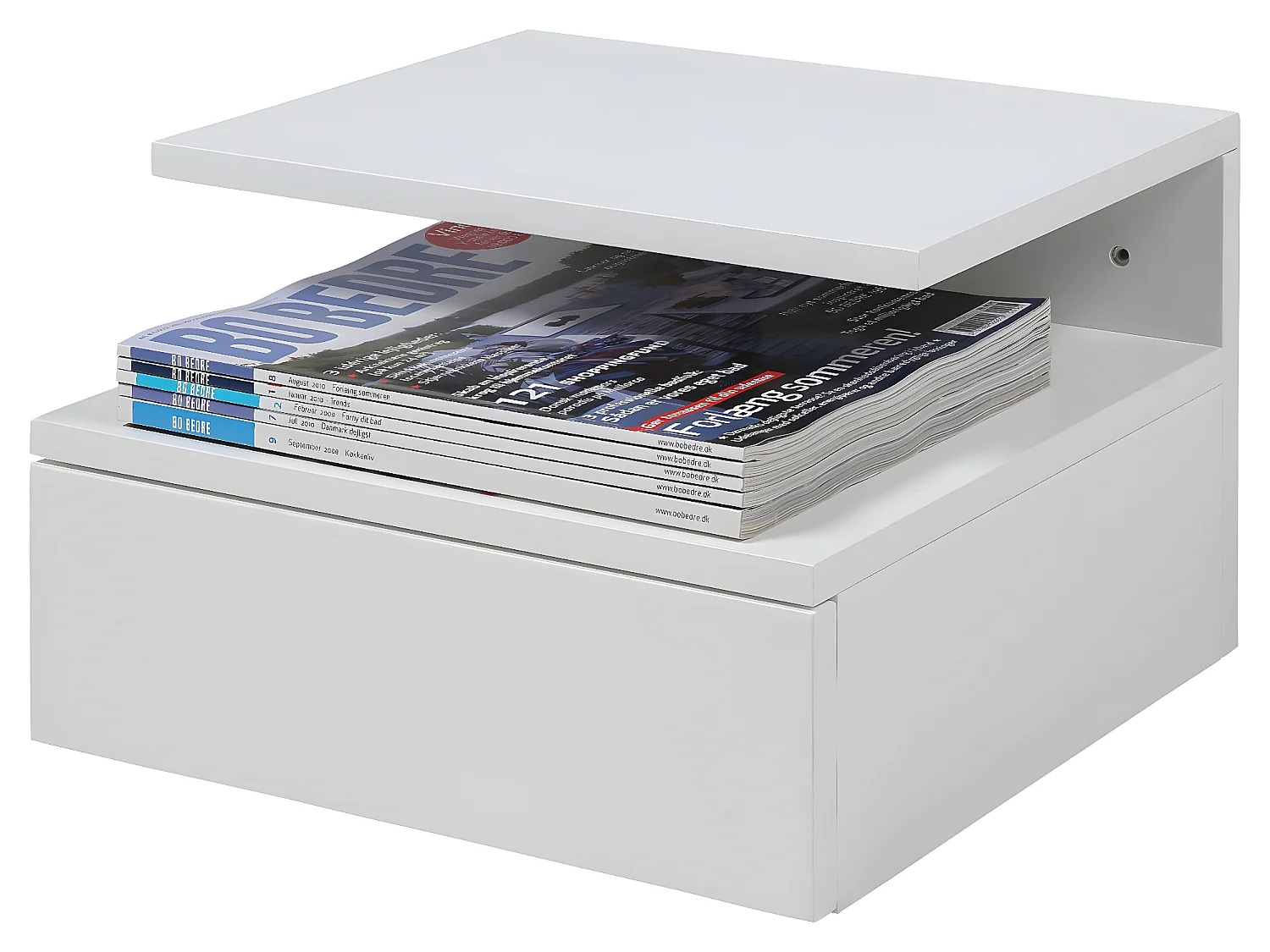 Ashlan Table de chevet murale avec 1 tablette de rangement, 1 tiroir, blanc.