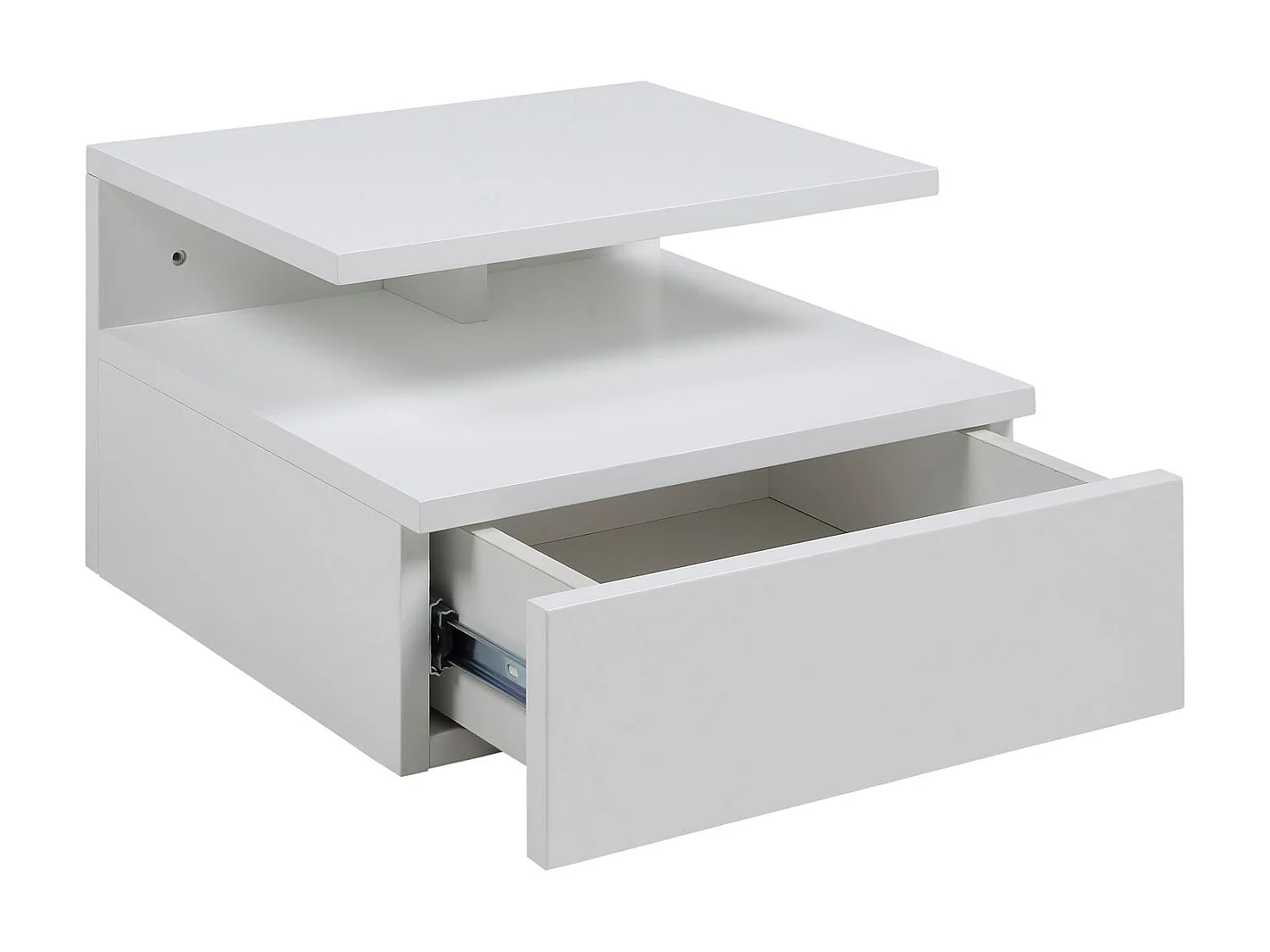 Ashlan Table de chevet murale avec 1 tablette de rangement, 1 tiroir, blanc.