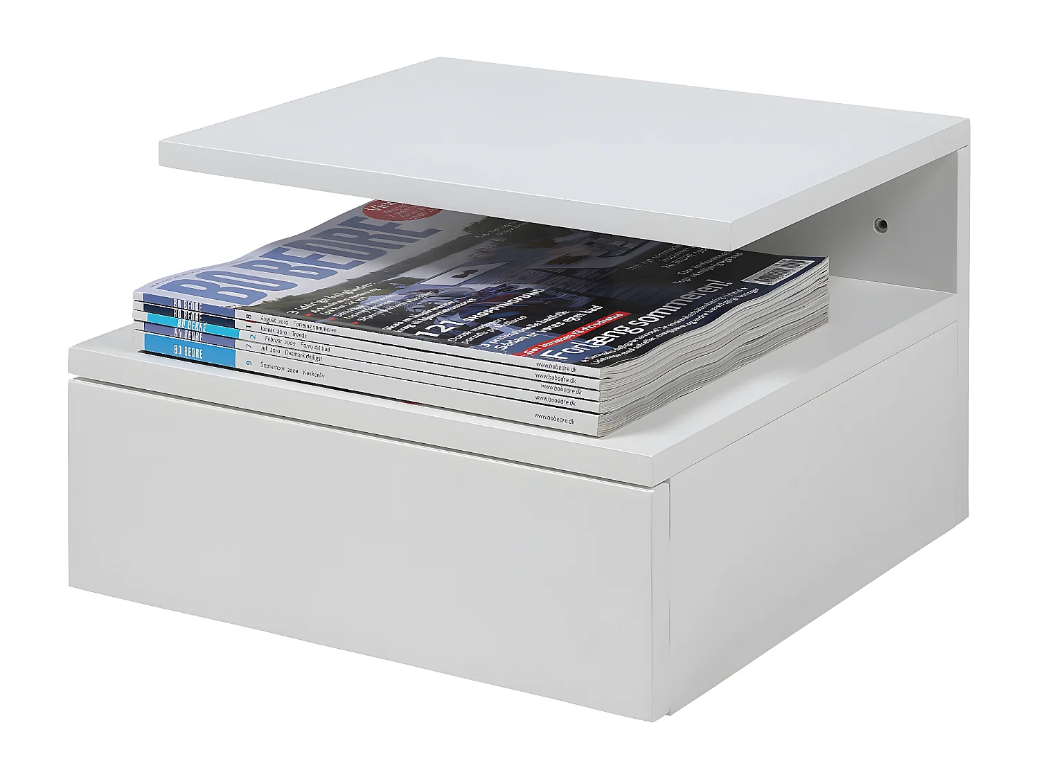 Ashlan Table de chevet murale avec 1 tablette de rangement, 1 tiroir, blanc.