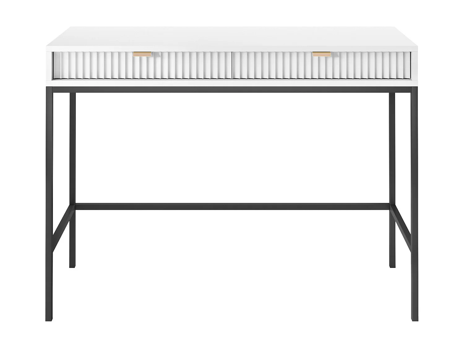Coiffeuse - 104 cm - blanc avec pieds noires - VELLORE