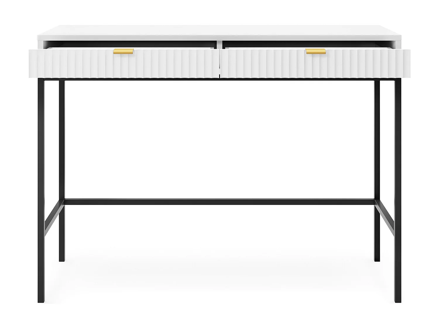 Coiffeuse - 104 cm - blanc avec pieds noires - VELLORE