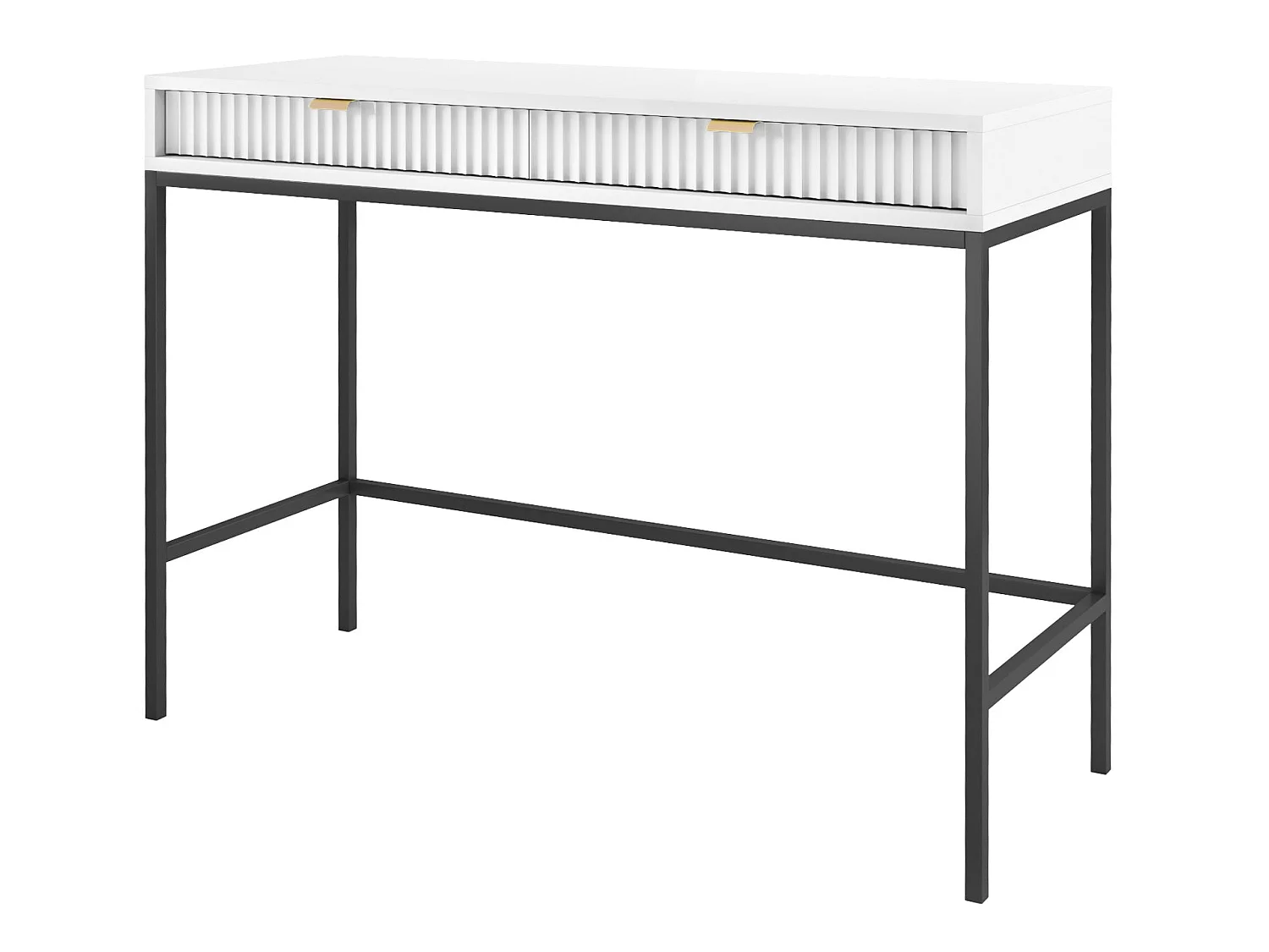 Schminktisch - 104 cm - weiß mit schwarzen Beinen - VELLORE