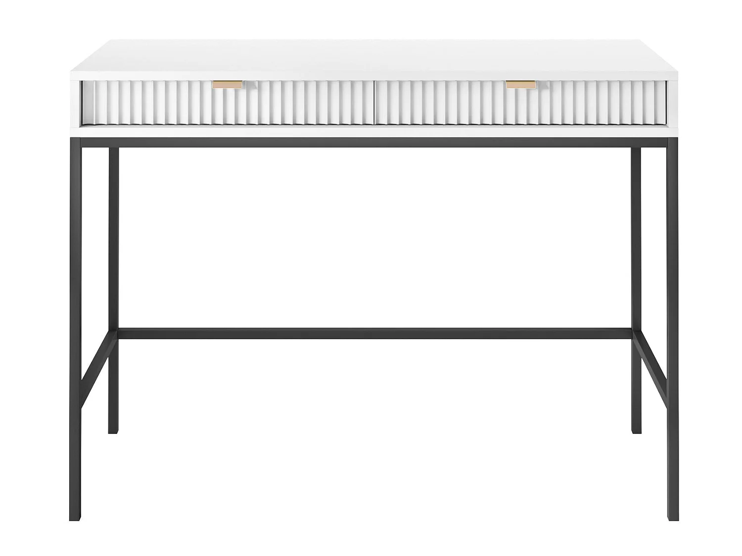 Schminktisch - 104 cm - weiß mit schwarzen Beinen - VELLORE
