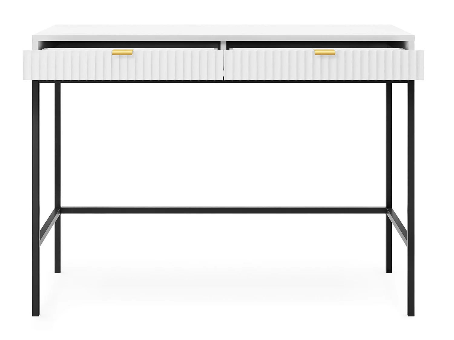 Schminktisch - 104 cm - weiß mit schwarzen Beinen - VELLORE