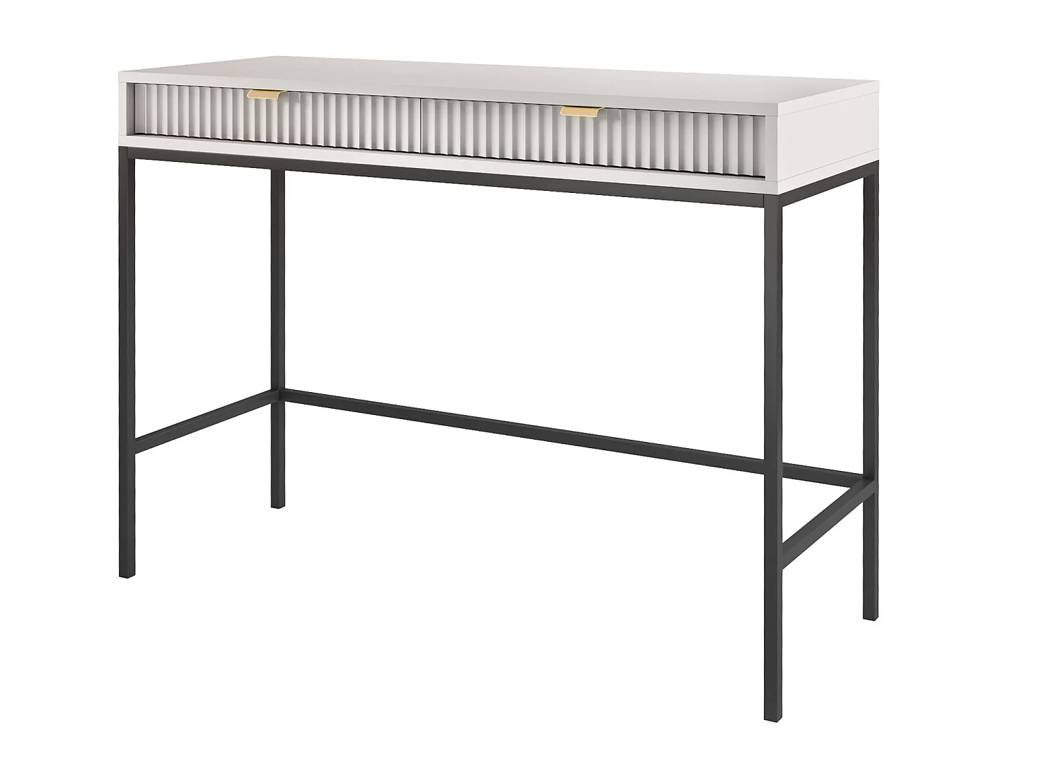 Coiffeuse - 104 cm - gris avec pieds noires - VELLORE