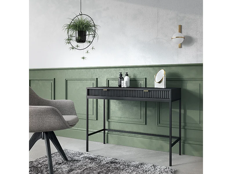 Kaptafel - 104 cm - zwart met zwarte poten - VELLORE