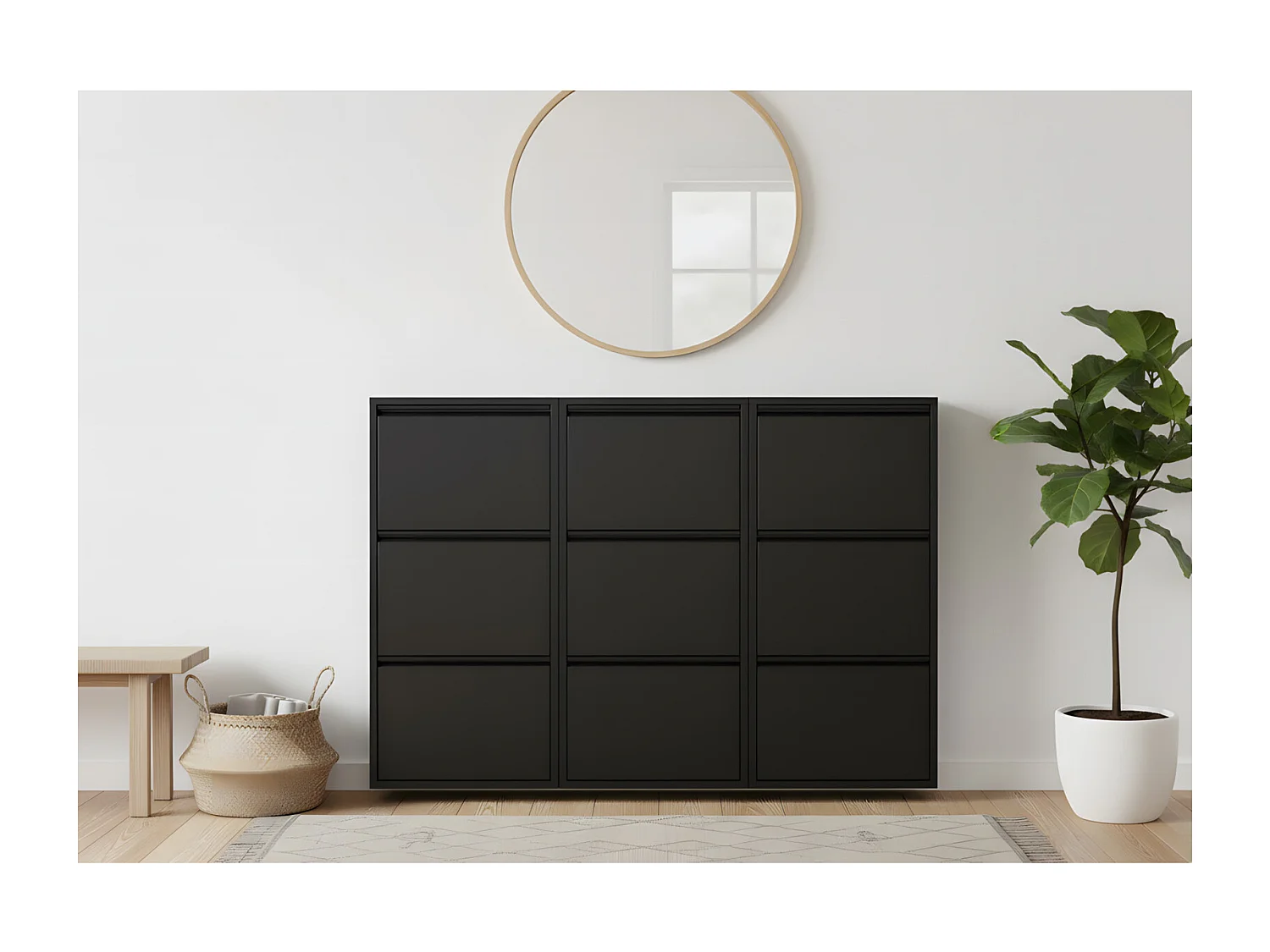 Zapatero Pisa de 9 puertas en metal negro. Se entrega completamente montado.