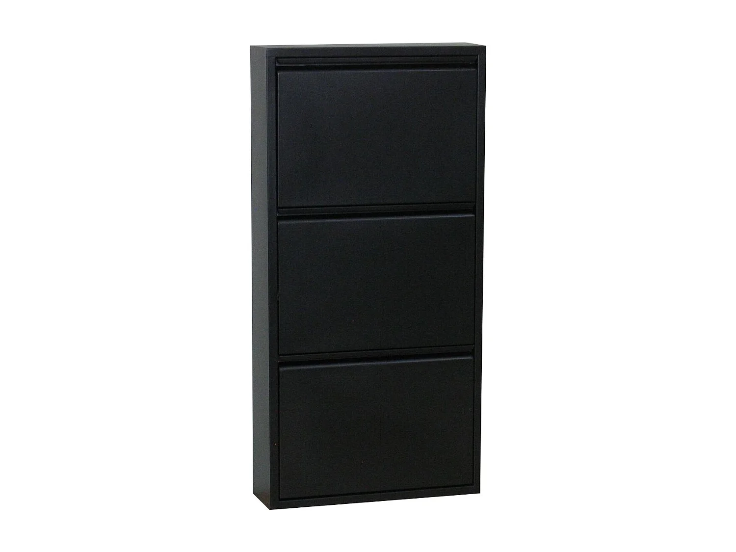 Pisa Armoire à chaussures à 3 rabats/portes en métal noir. Livré entièrement monté.