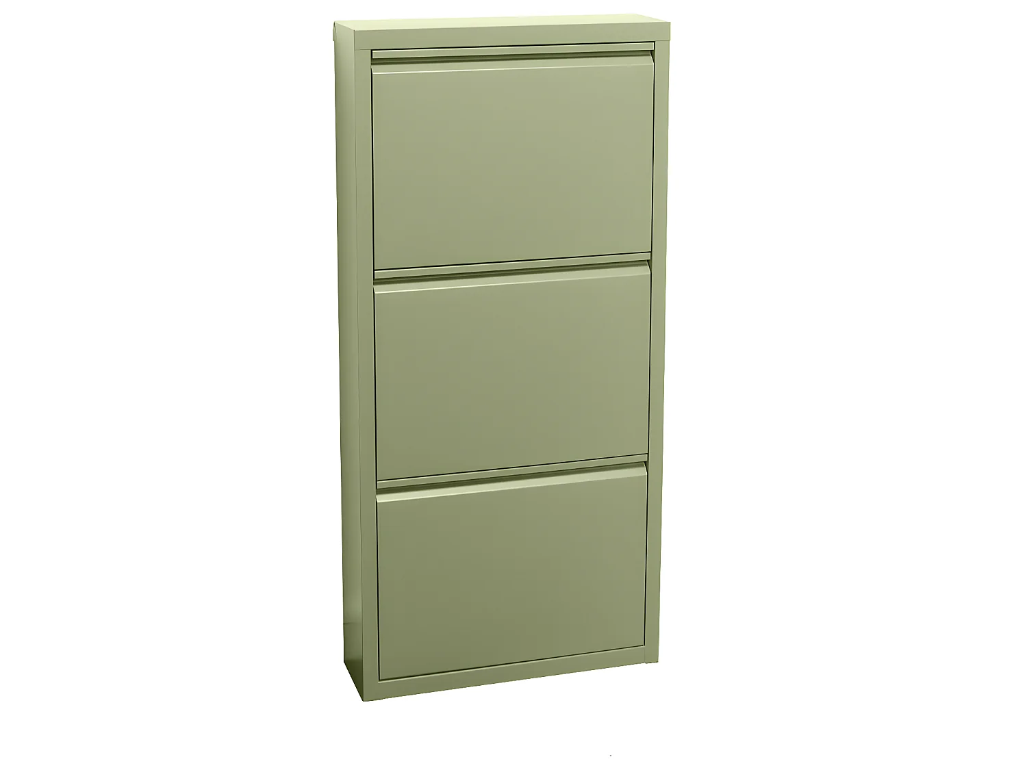 Pisa Armoire à chaussures à 3 rabats/portes en métal, vert. Livré entièrement monté.