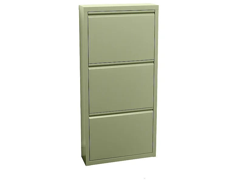 Zapatero Pisa de 3 puertas en metal verde. Se entrega montado.
