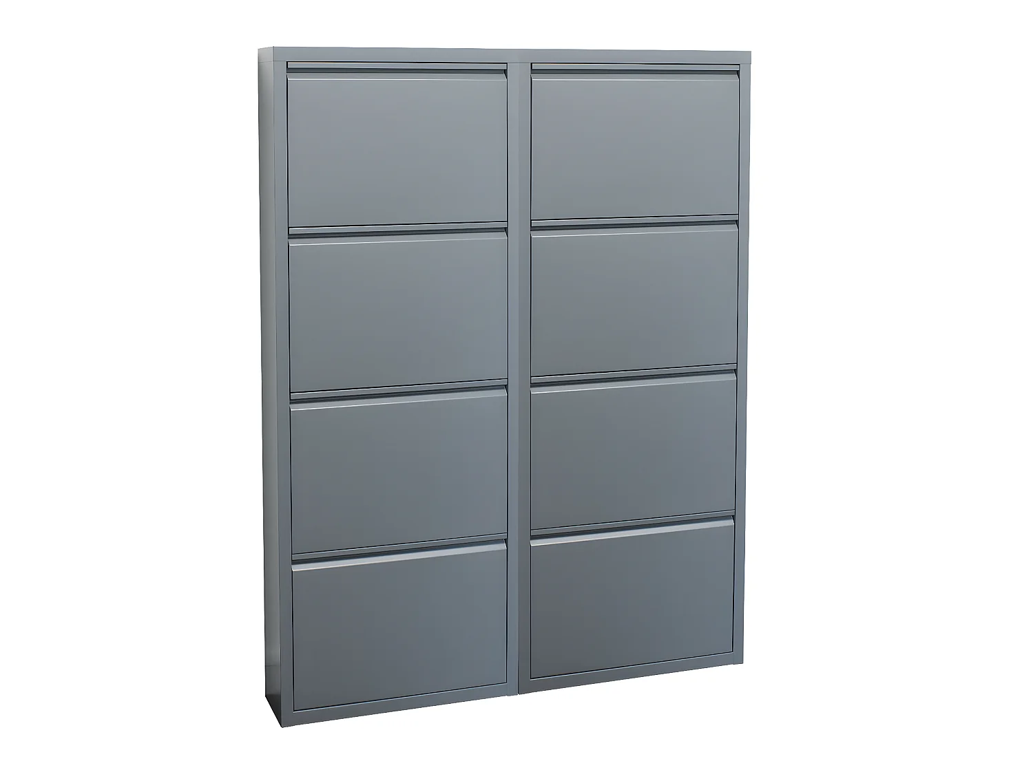 Pisa Armoire à chaussures à 8 rabats/portes en métal, gris. Livré entièrement monté.