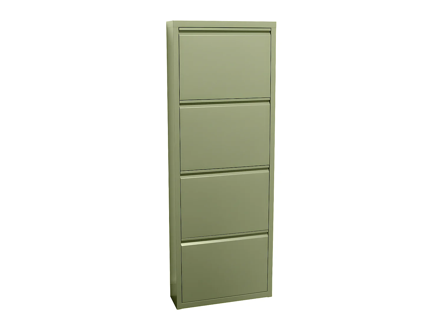 Pisa Armoire à chaussures à 4 rabats/portes en métal, vert. Livré entièrement monté.
