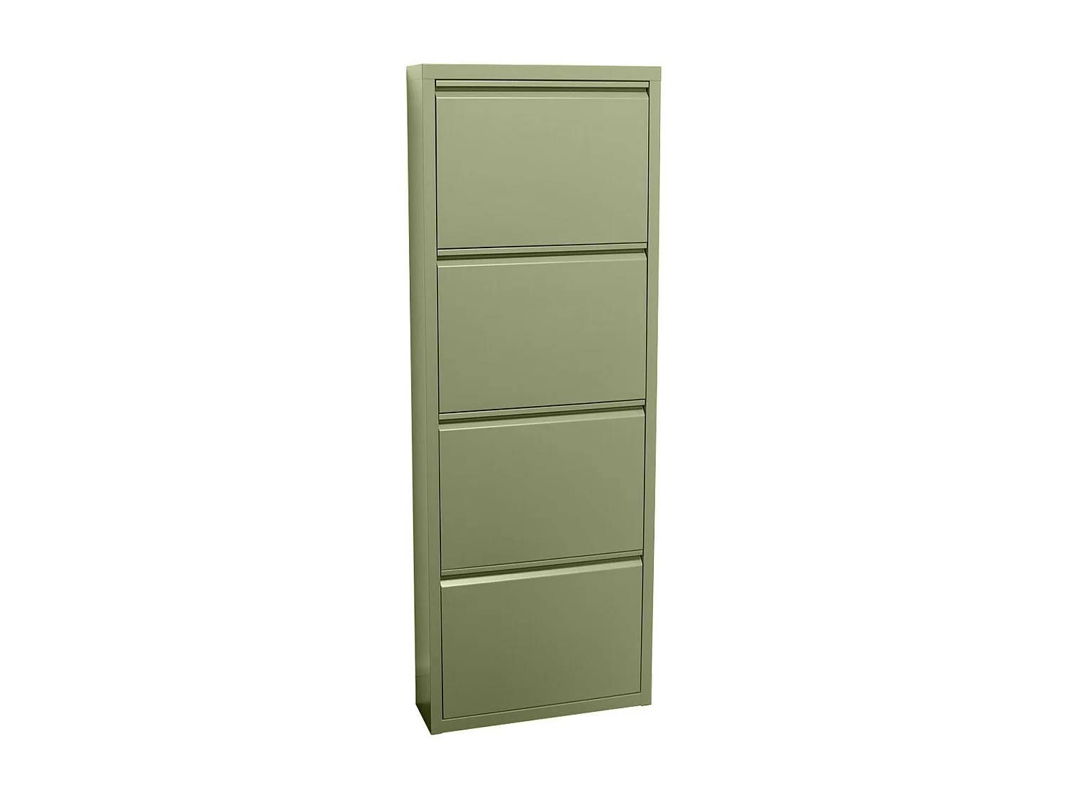 Pisa Armoire à chaussures à 4 rabats/portes en métal, vert. Livré entièrement monté.