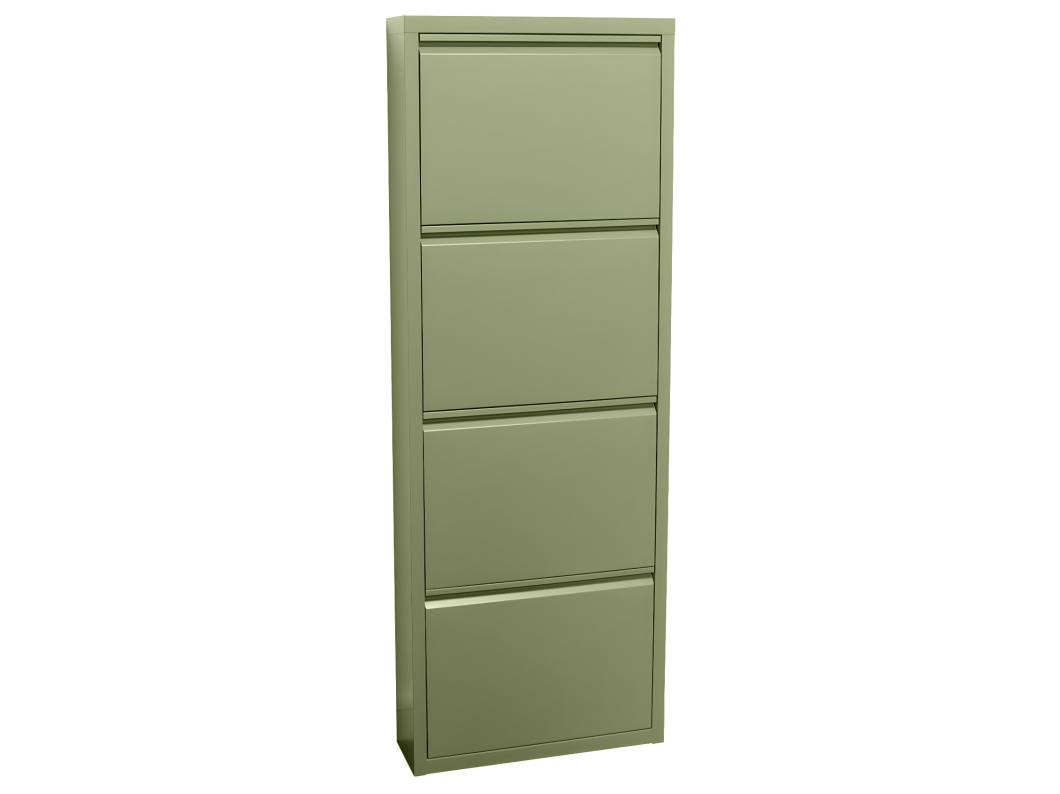 Zapatero Pisa de 4 puertas en metal verde. Se entrega montado.