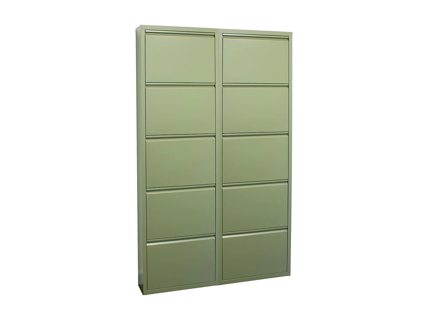 Pisa Armoire à chaussures à 10 rabats/portes en métal, vert. Livré entièrement monté.