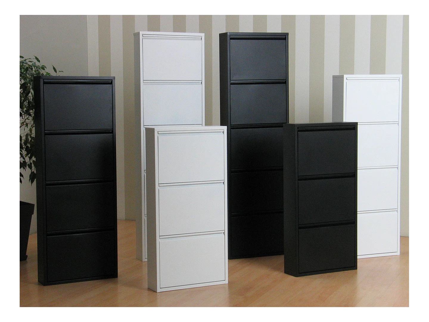 Pisa schoenenkast wit metaal met 3 vakken - set van 2.