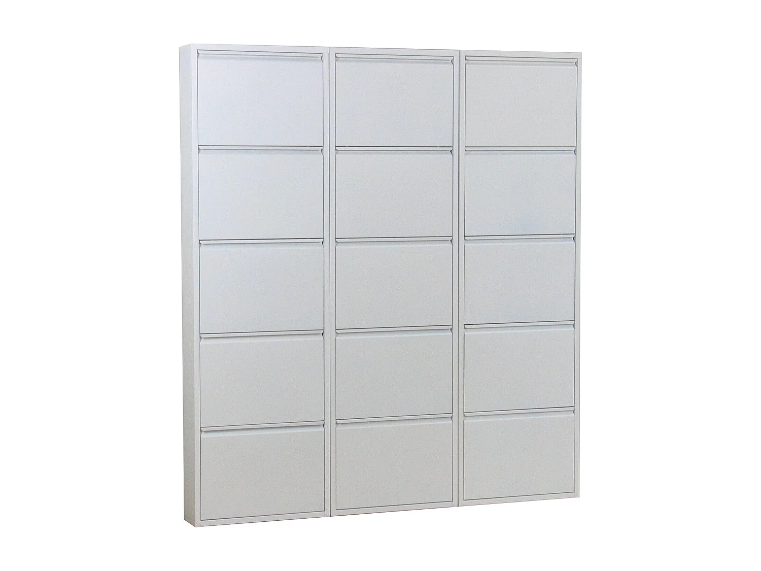 Pisa Armoire à chaussures avec 15 casiers/portes en métal blanc. Livrée entièrement montée.
