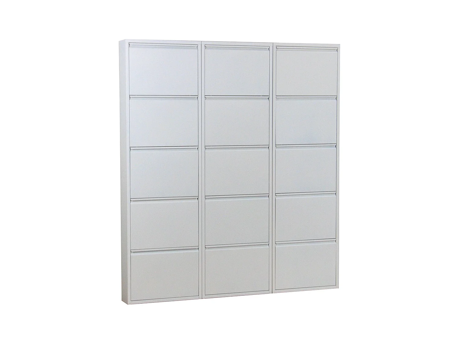 Pisa Armoire à chaussures avec 15 casiers/portes en métal blanc. Livrée entièrement montée.