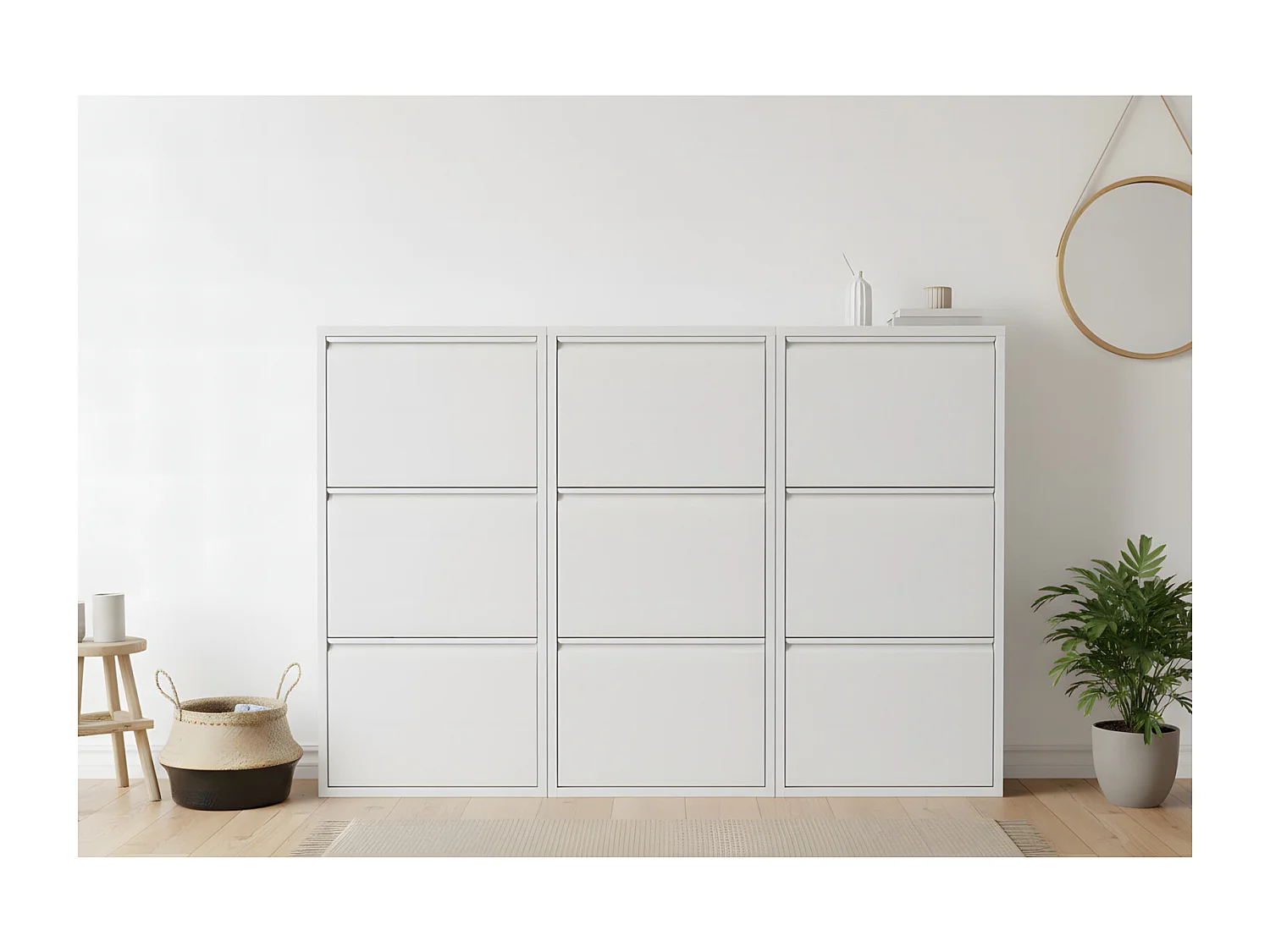 Zapatero Pisa de 9 puertas en metal blanco. Se entrega completamente montado.